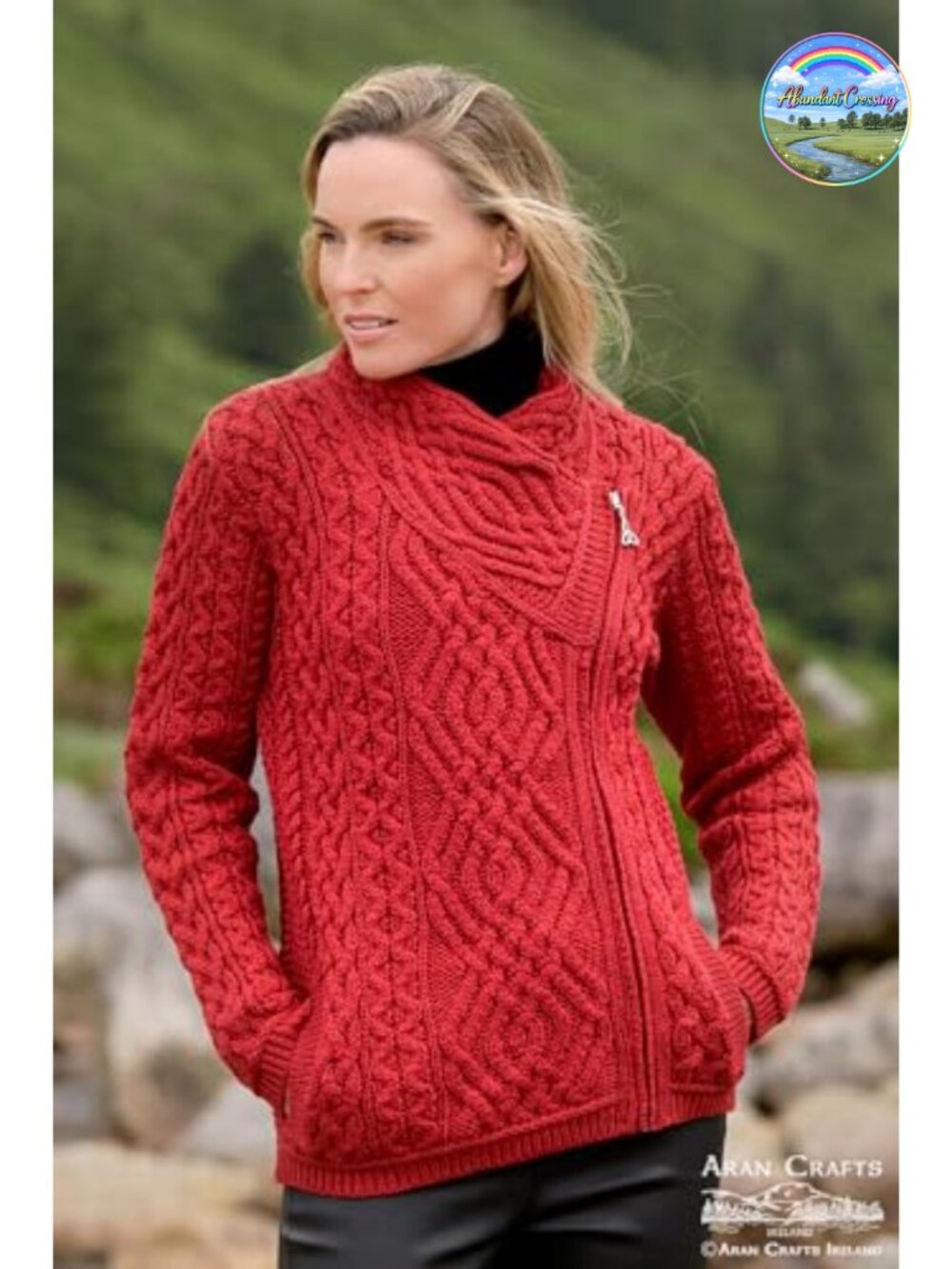 Irish Cable Knit Merino Wool Zip Up Cardigan Jacket